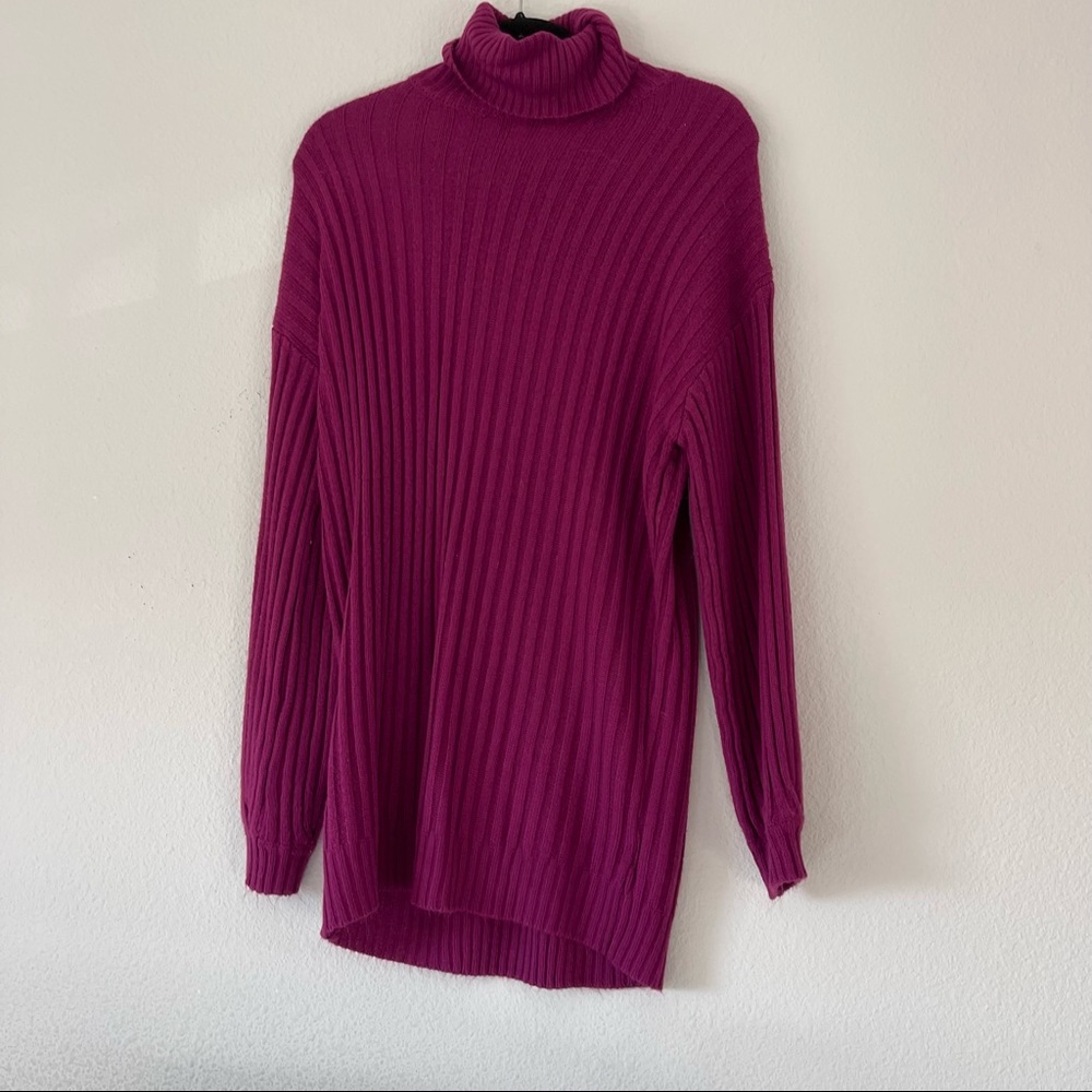 Pink purple turtle neck sweater dress